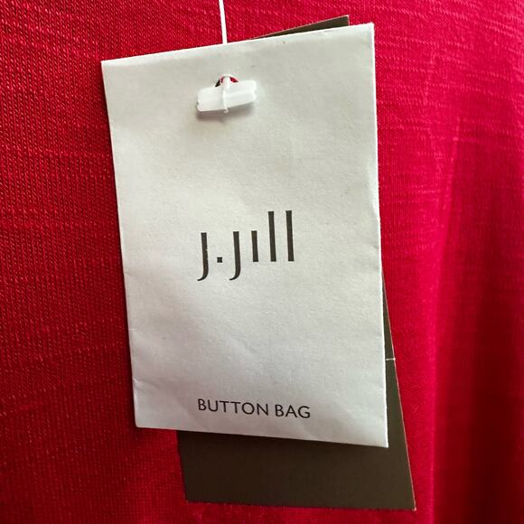 J Jill Sangria Red Knit Layered Button Down Back Dress Size M Flowy NEW - Picture 8 of 11